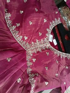 Burgundy Embellished Anarkali Dress