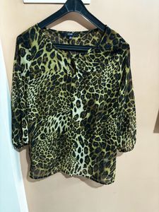 Animal Print Sheer Top