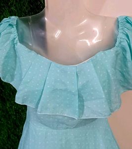 Polka Dot Blue Ruffle Dress