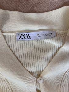 ZARA RIBBED V NECK CUFFED SLEEVES