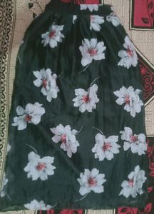 Black Floral Print Skirt