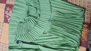 Green Pleated Skirt