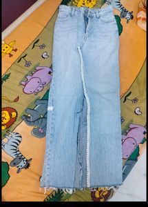 Denim Long Slit Skirt