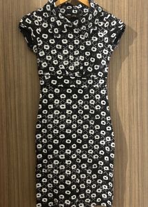 Patterned Black &amp; White Dress