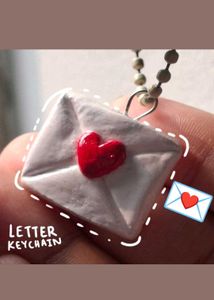 Envelope Charm + Heart Puzzle Keychain Set 🩷🤍