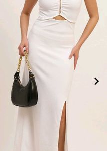White Cutout Chain Dress