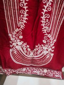 Red Pakistani Kurti Pant Set