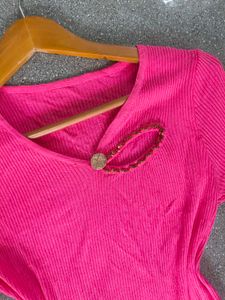 Pink Ribbed Knit Top