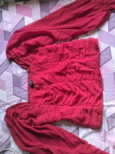 Burgundy Ruched Crop Top