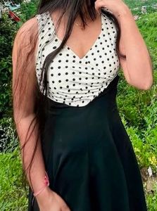 KOREAN POLKA DOT BLACK DRESS