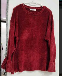 Burgundy Velvet Bell Sleeve Top