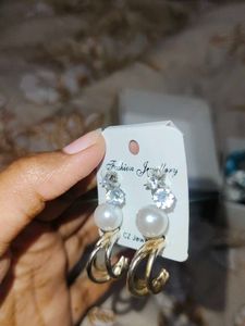 Pearl &amp; Crystal Drop Earrings