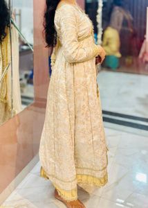 White Gold  Anarkali Kurta Set