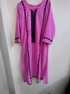 Pink Kurti With Black Lace Pakistani Look 💖