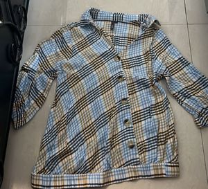 Asymmetric Plaid Top