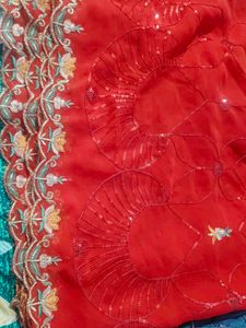 Red Embroidered Saree