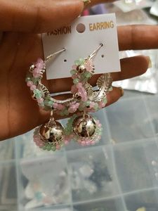 Green And Pink Combination Jhumka