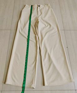 Wide Leg Cream Trouser