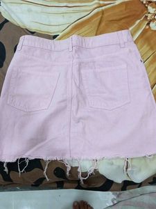 Pink Denim Mini Skirt