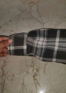 checked black and white shirt