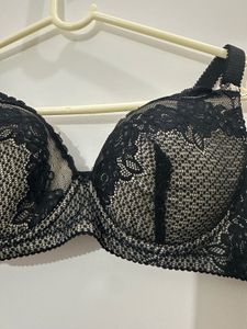 Pretty Cat Black Lace Padded Bra, Bust- 34 C/D