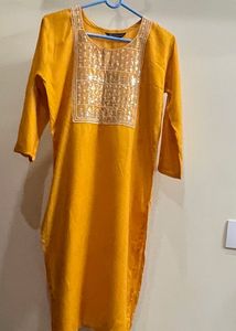 Mustard Embellished Kurti