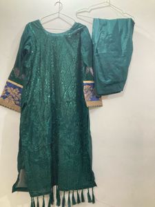 Green Embroidered Pakistani Suit