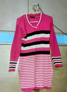Pink Striped Sweater Tunic
