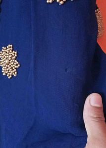 Blue Embroidered Kurta with Dupatta