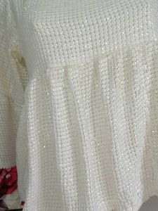 Sparkling White Sequin Peplum Top