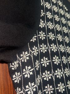 Embroidered Sequined Black &amp; White Kurta