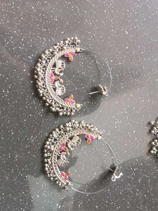 Statement Silver Tone Hoop Earrings