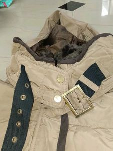 Beige Puffer Coat with Hood