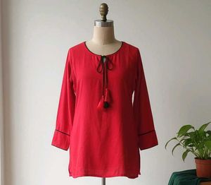 Red Ethnic Tunic Top