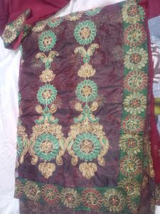 Maroon Lehenga Style Saree With Blouse