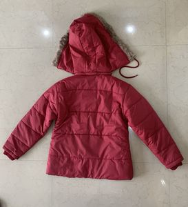 Maroon Hooded Kids Winter Jacket