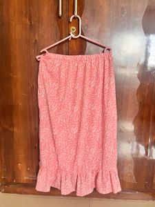 VERO MODA Pink Asymmetrical Wrap Midi Skirt