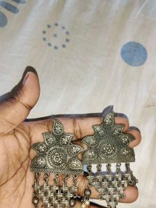 Oxidized Silver Ethnic Earrings
