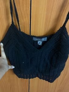Cute Black Crochette Crop Top