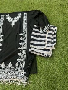 Elegant Black Embroidered Kurta Set