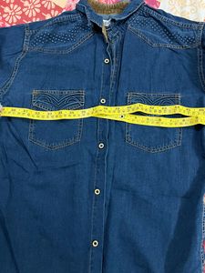 Denim Men&#39;s Blue Shirt With Detailing