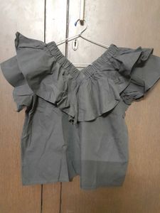 Koren Oversized Ruffle Crop Top