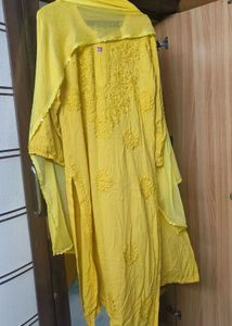 Yellow chikankari kurti set