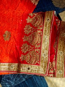 Elegant Red &amp; Orange Saree