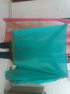 Teal Floral Sari