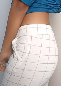 White Checked Pant , Size 28