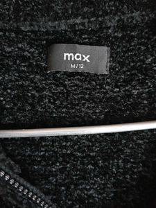 Max Black Velvet Wool Zipper Jacket