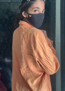 Orange Collared Button-Down Shirt