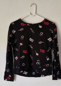Black Cutesey Printed Sweatshirt