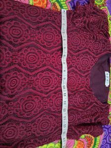 Burgundy Lace Puff Sleeve Top